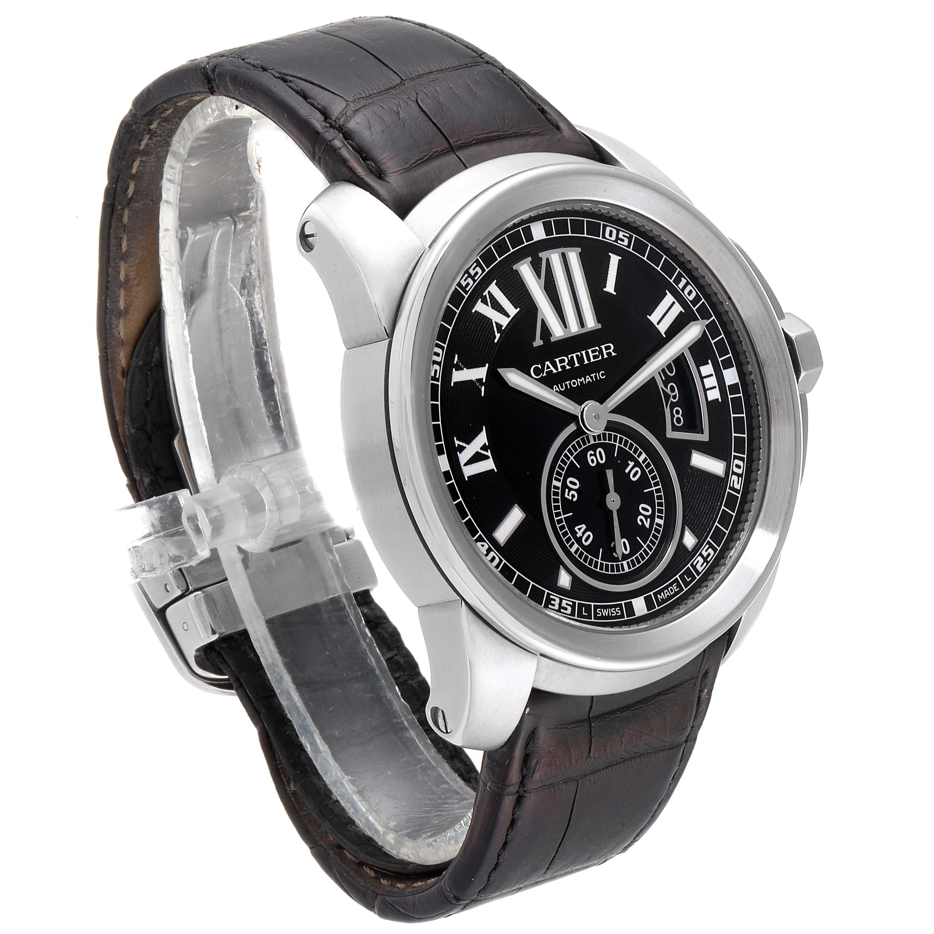 Cartier Calibre Black Dial Automatic Steel Men's Watch W7100041 1