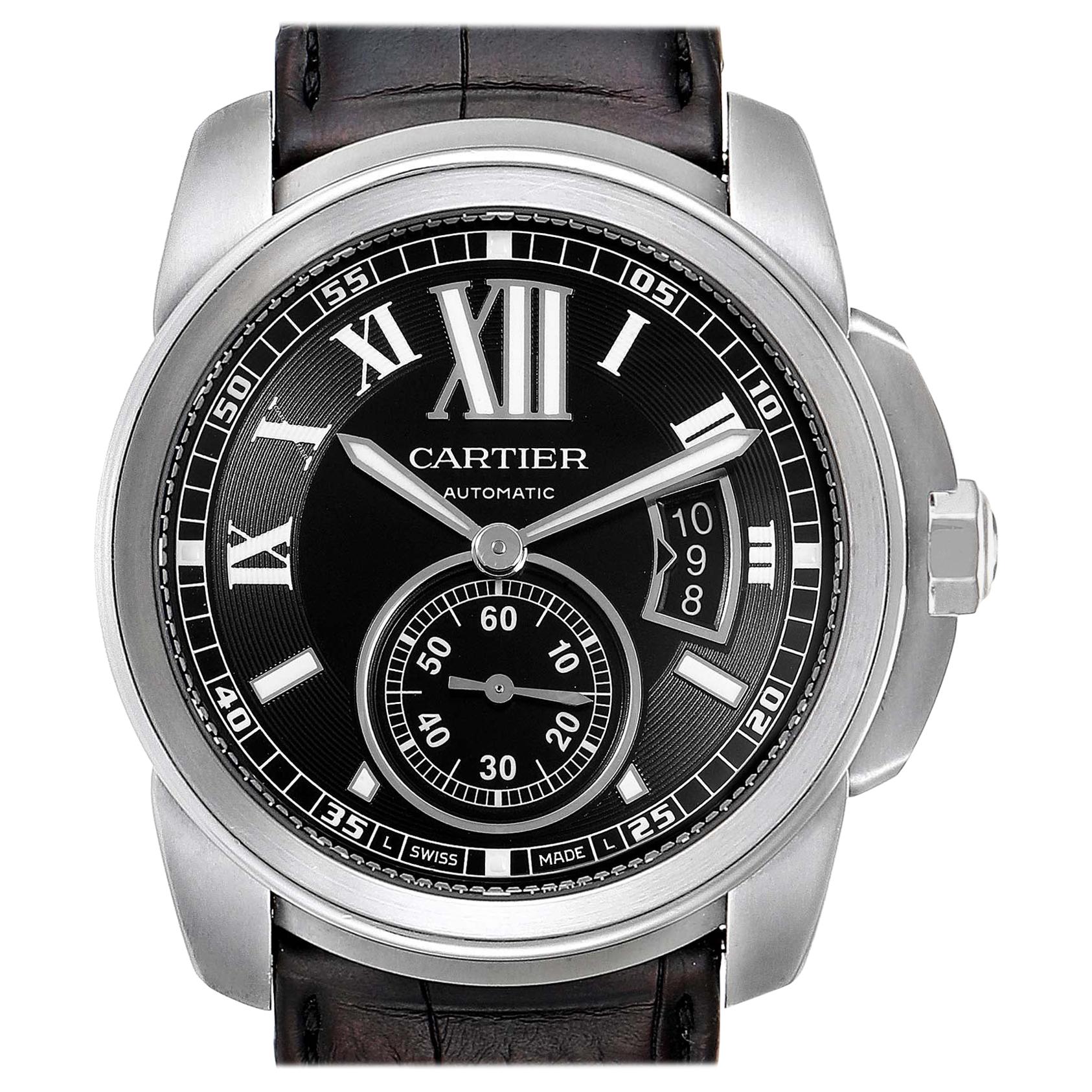 Cartier Calibre Black Dial Automatic Steel Men's Watch W7100041