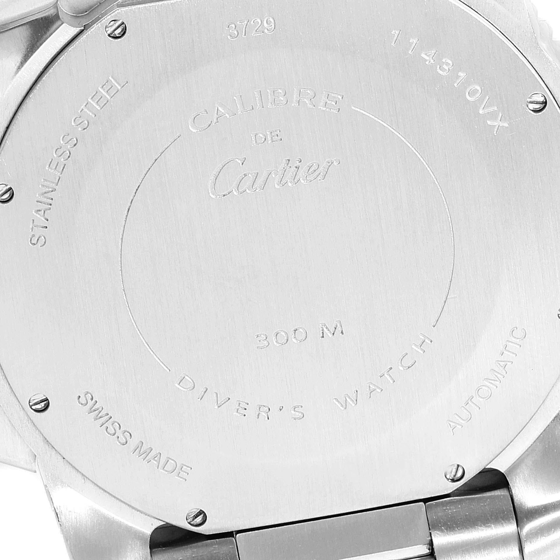 Cartier Calibre Black Dial Automatic Steel Men's Watch W7100057 Box Card For Sale 2