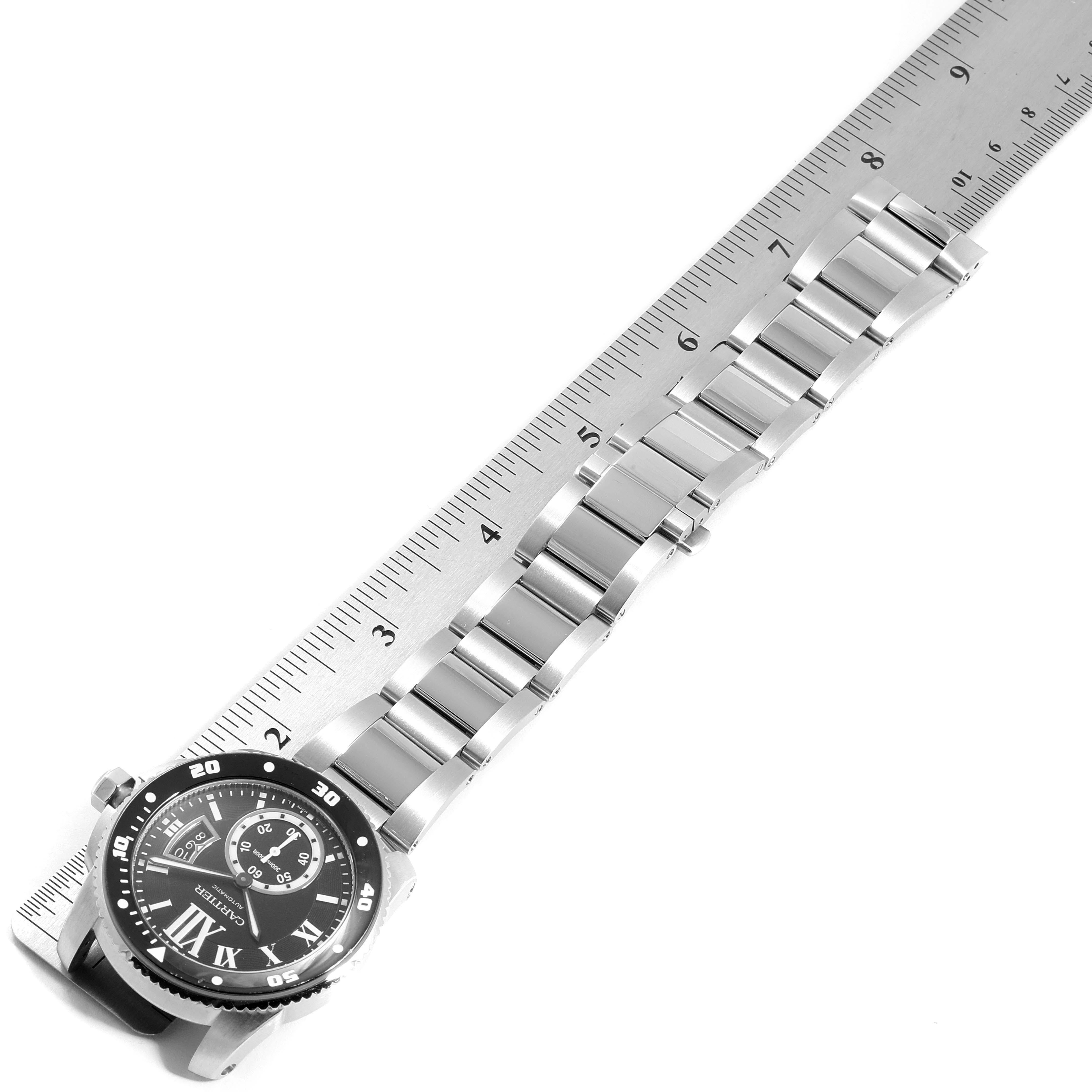 Cartier Calibre Black Dial Automatic Steel Men's Watch W7100057 Box Card For Sale 4