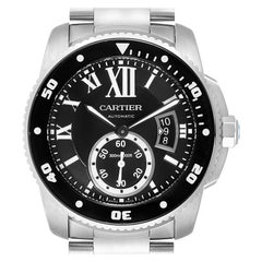 Cartier Calibre Black Dial Automatic Steel Men's Watch W7100057 Box Card