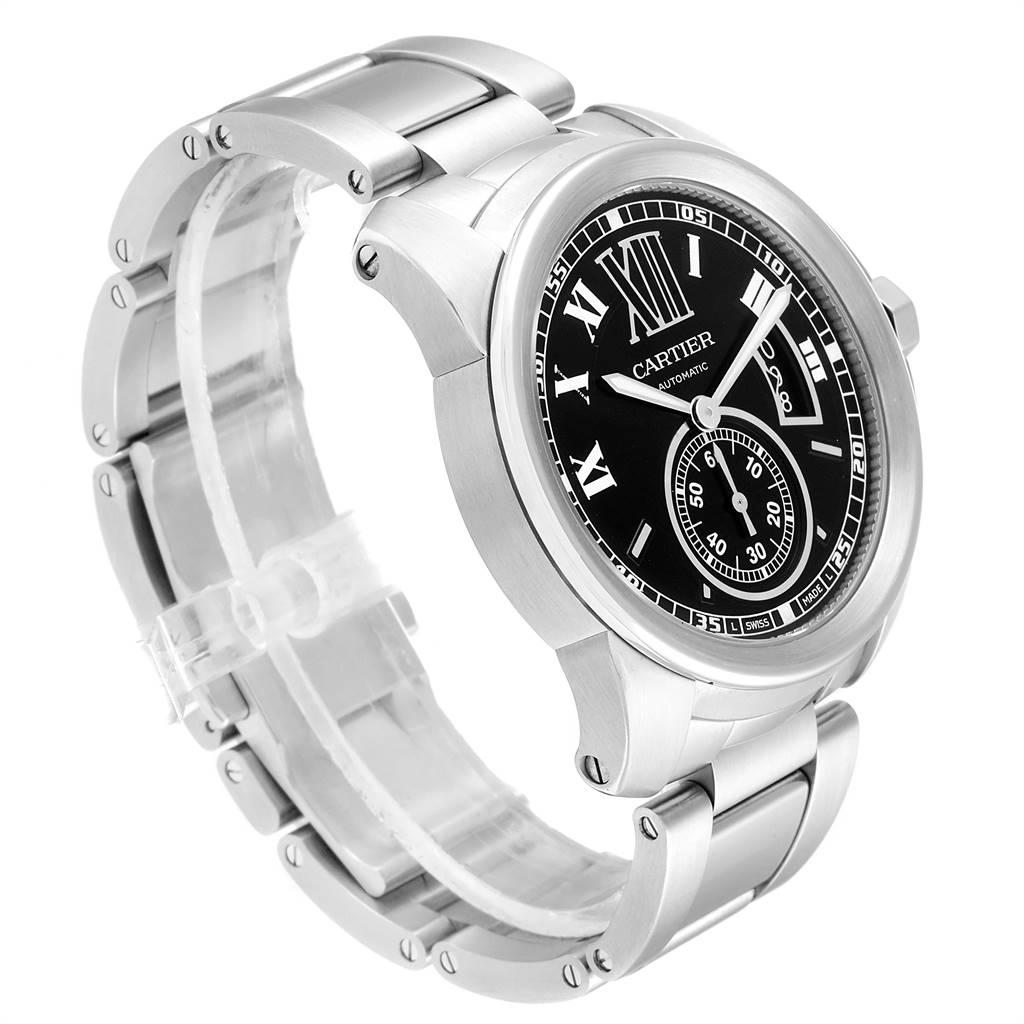 Cartier Calibre Black Dial Automatic Steel Men's Watch W7100057 In Excellent Condition In Atlanta, GA