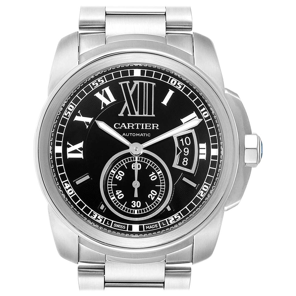 Cartier Calibre Black Dial Automatic Steel Men's Watch W7100057