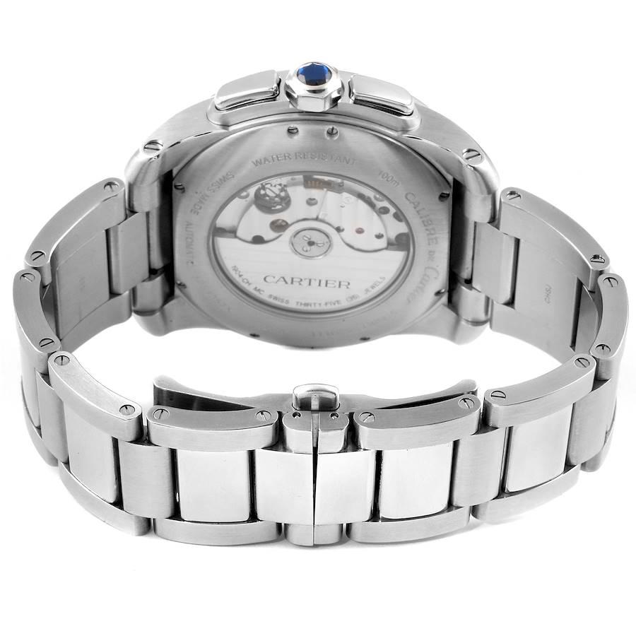 Men's Cartier Calibre Black Dial Cronograph Steel Mens Watch W7100061 Box Papers