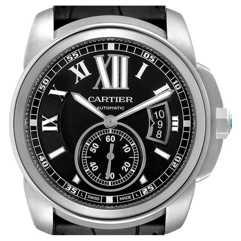 Cartier Calibre Divers Black Dial Rubber Strap Men's Watch W7100056 For