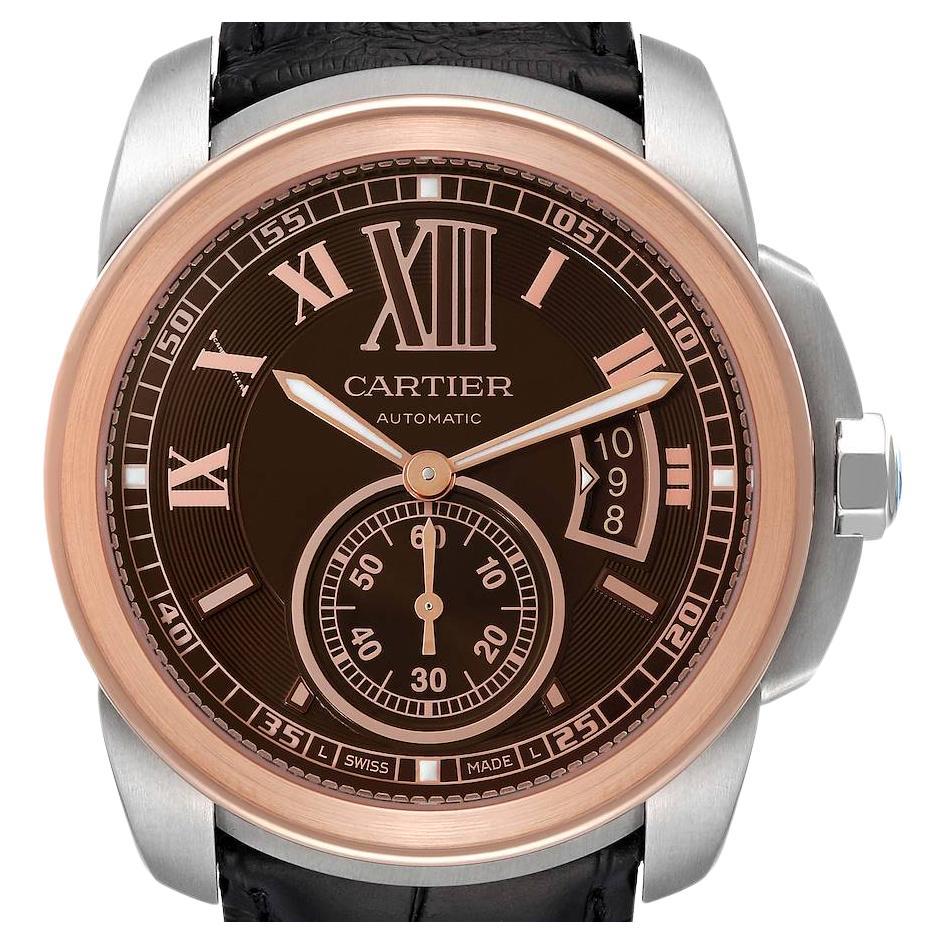 Cartier Calibre Rose Gold Brown Dial Automatic Mens Watch W7100007 at