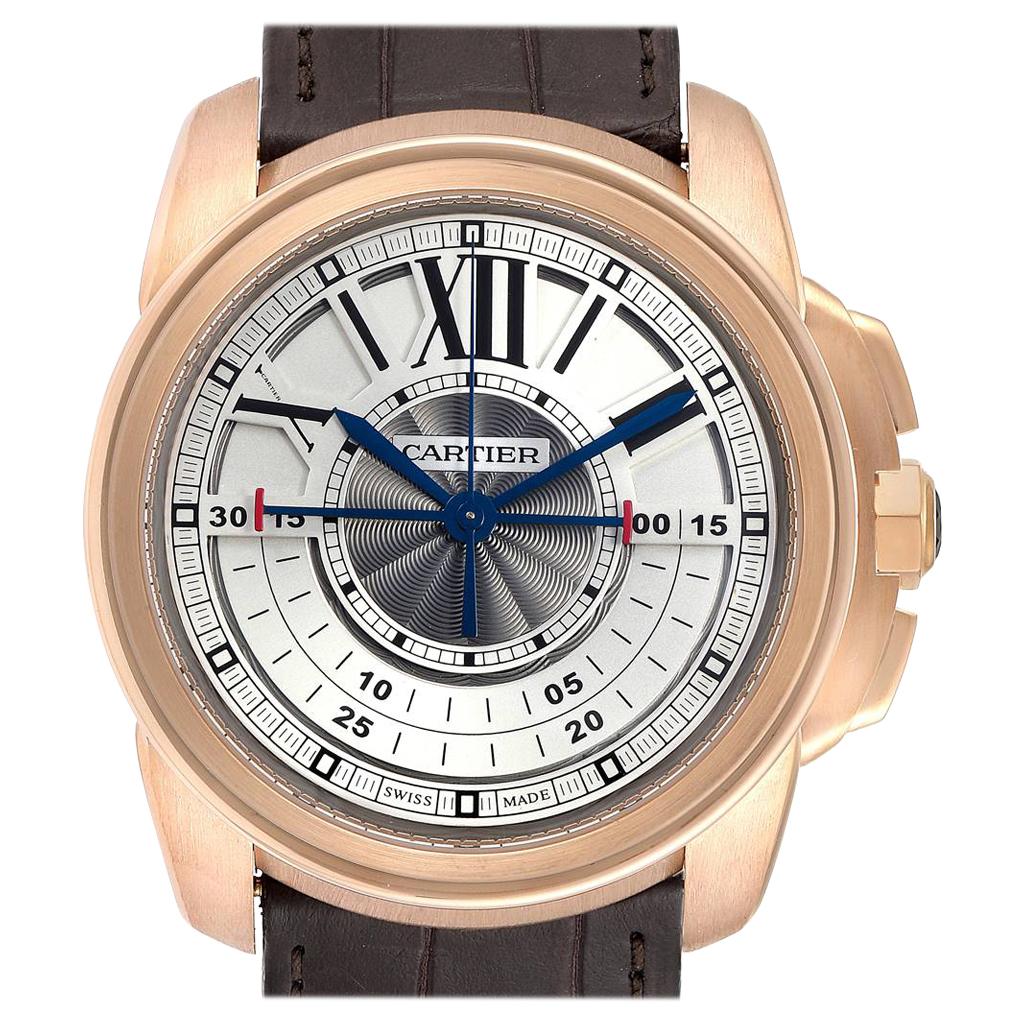 Cartier Calibre Central Chronograph Rose Gold Men's Watch W7100004