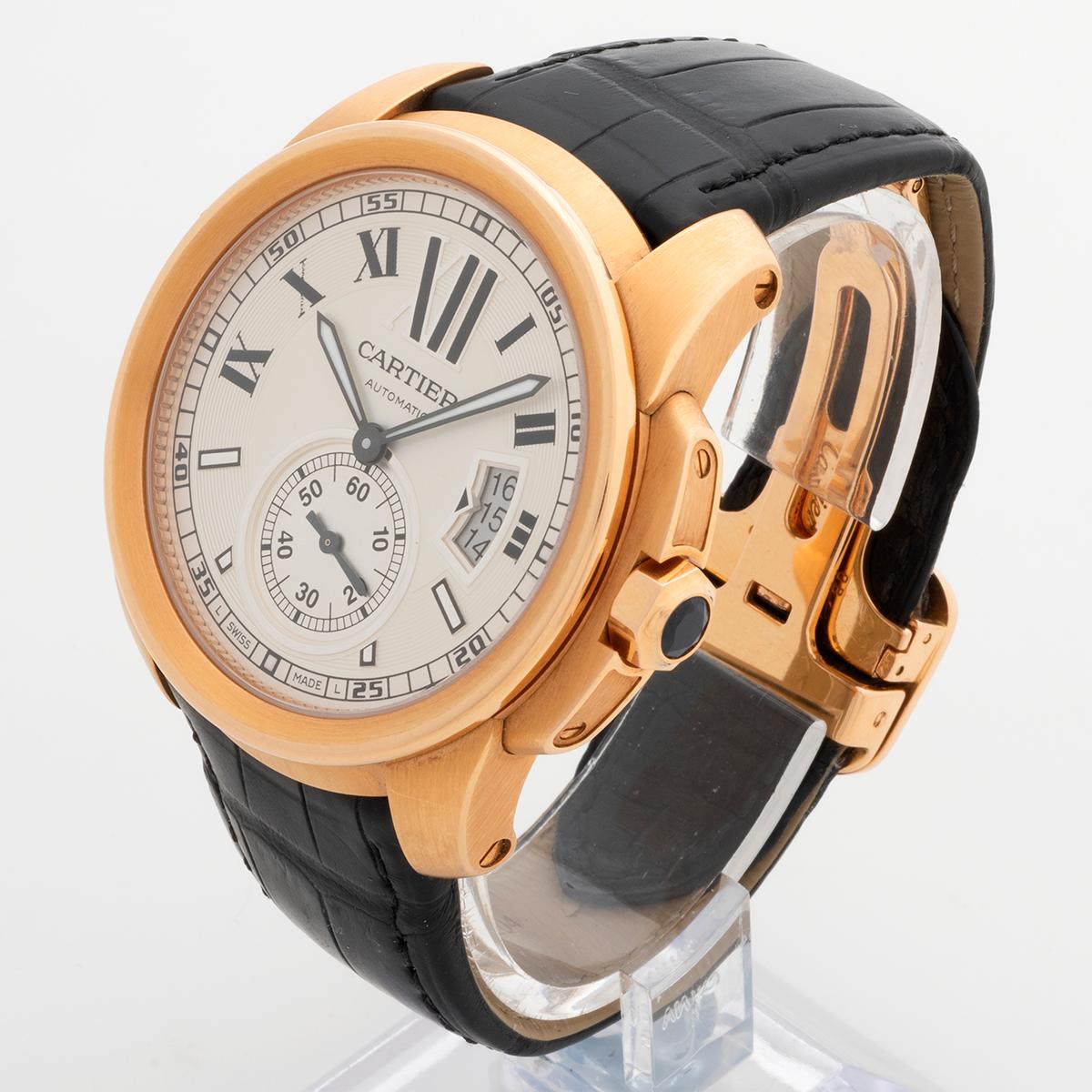 Cartier Calibre De Cartier 3300 / W7100009, 18ct Roségold, Ausstellung C/B 2015. für Damen oder Herren im Angebot