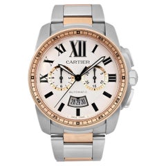 Cartier Calibre de Cartier 42mm 18K Rose Gold Steel Ivory Dial Watch W7100042