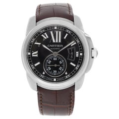 Cartier Calibre De Cartier Steel Black Dial Automatic Mens Watch W7100041