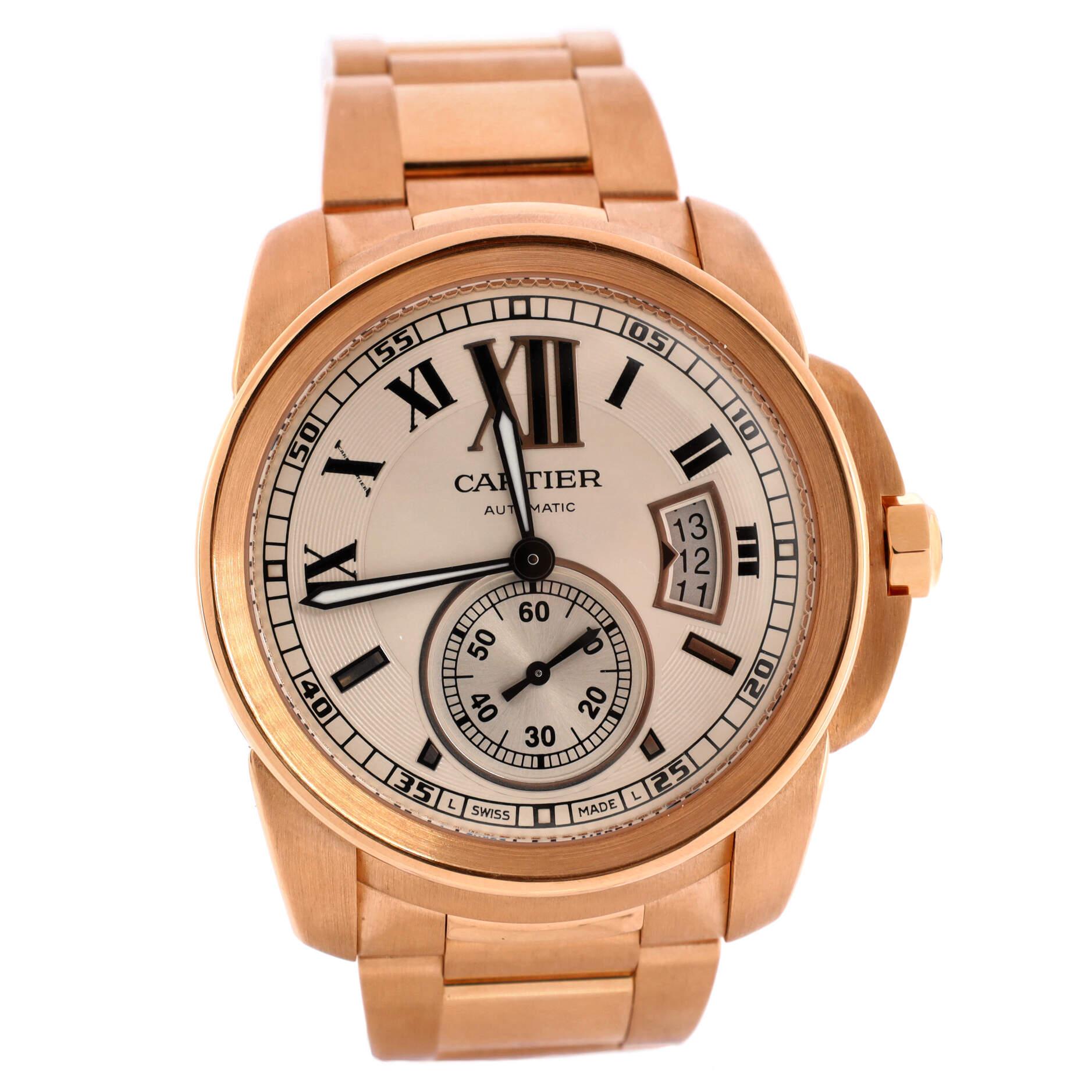 Cartier Calibre De Cartier Automatic Watch Rose Gold 42 In Good Condition In New York, NY