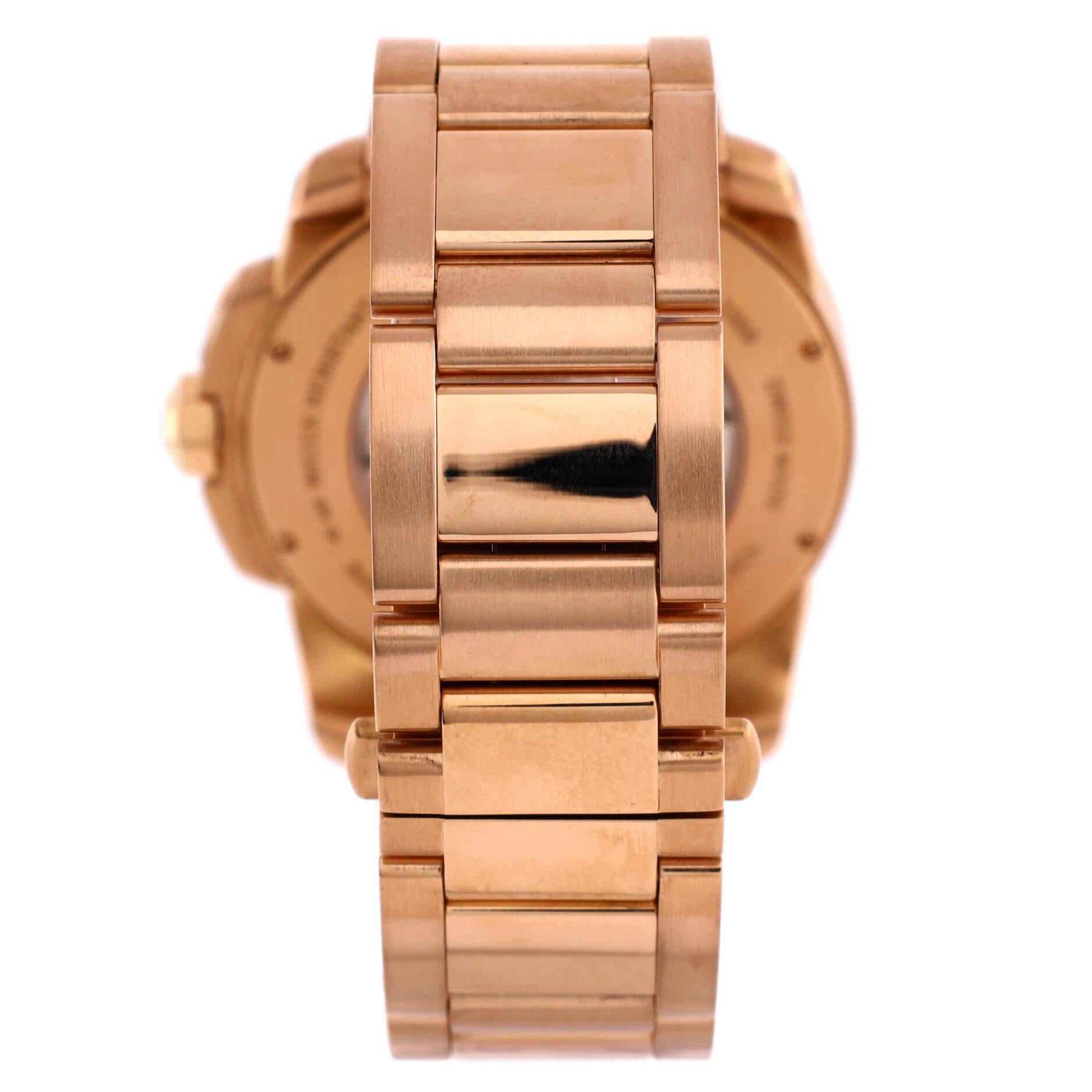 Cartier Calibre De Cartier Automatic Watch Rose Gold 42 In Good Condition In New York, NY