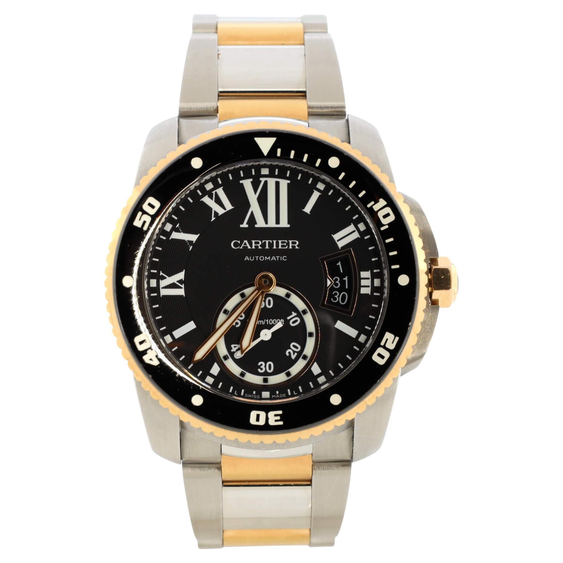 Cartier Calibre de Cartier Automatic Watch Stainless Steel and Rose Gold 42 For Sale