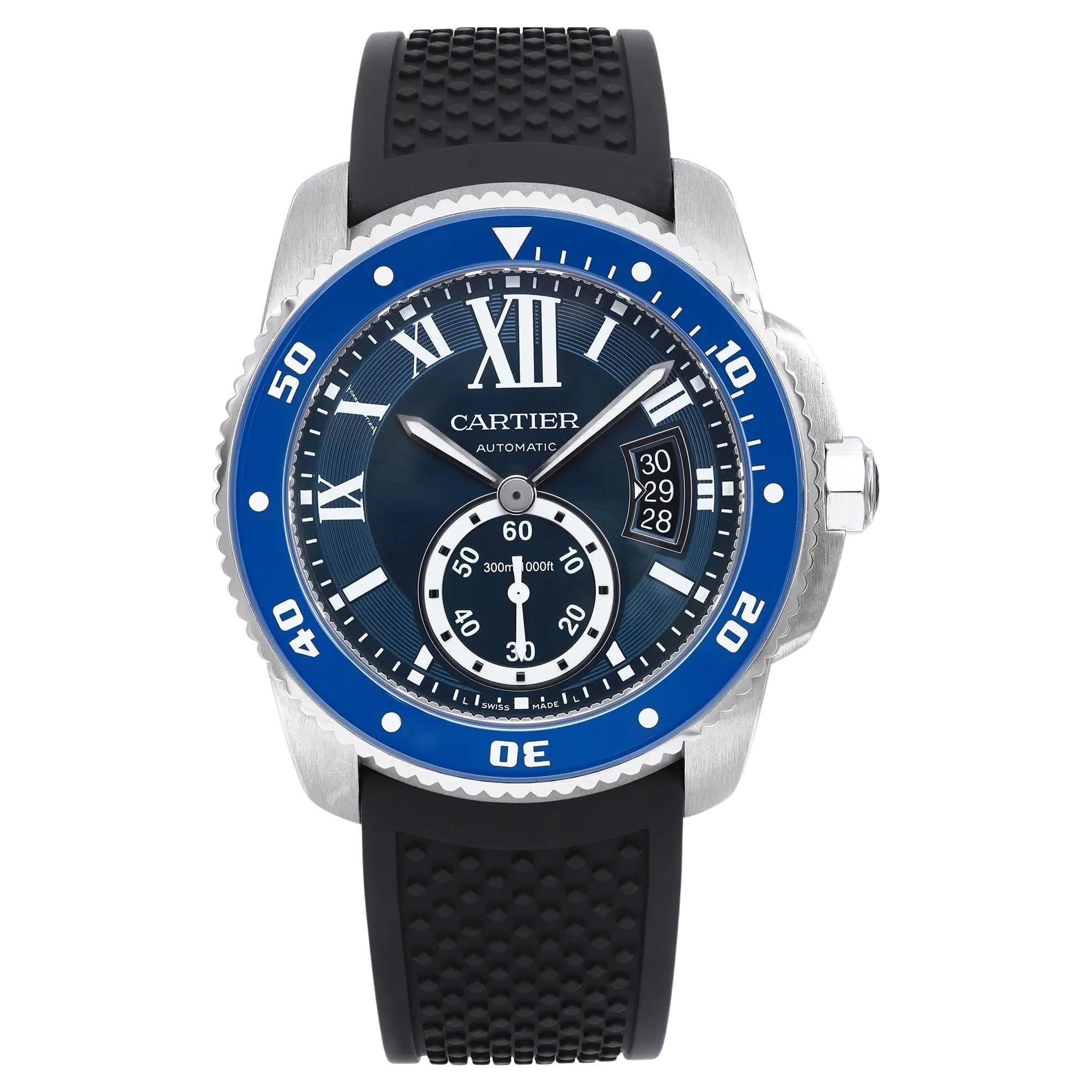 Cartier Calibre de Cartier Diver 42mm Steel Blue Dial Automatic Watch WSCA0011 For Sale