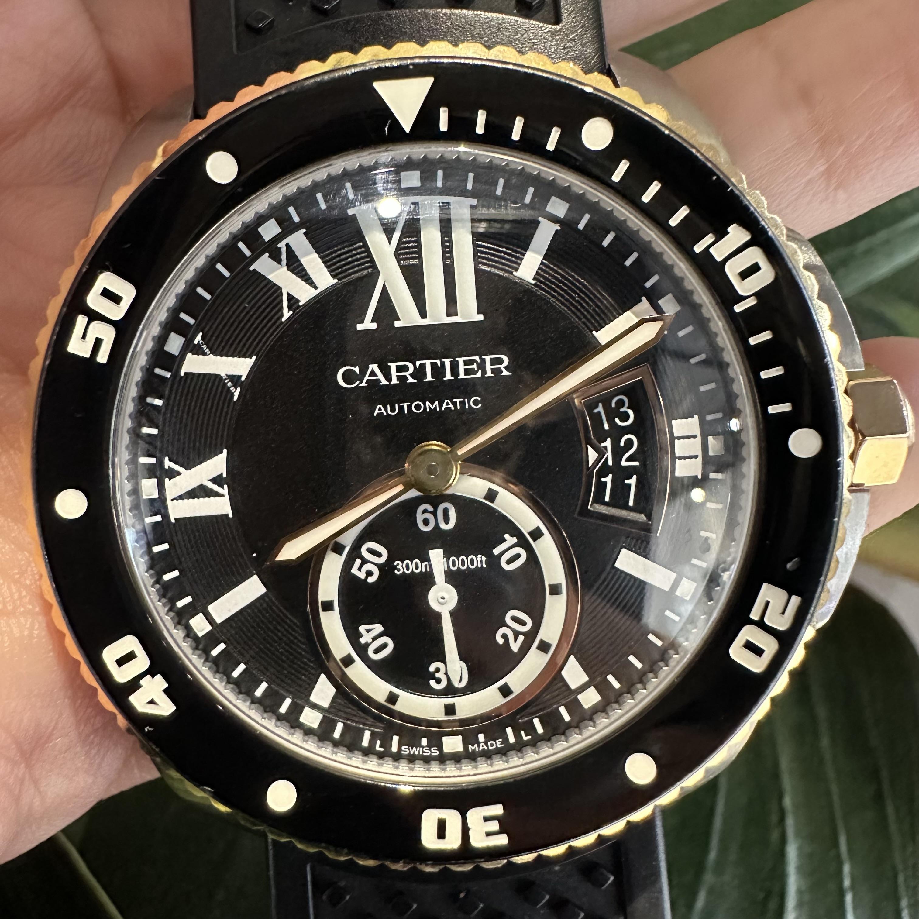 Designer: Cartier
Model Name: Calibre de Cartier
Model Number: W7100055
Movement: Automatic
Complications: Hours and Minutes, Seconds 
Style: Casual, Sport
Case Material: Stainless Steel
Case Size: 42mm
Caseback: Solid
Case Shape: Round
Dial: