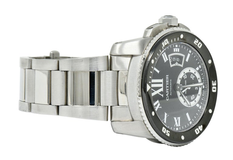 Cartier Calibre de Cartier Diver Stainless Steel Automatic Men's Watch W7100057 In Excellent Condition For Sale In Philadelphia, PA