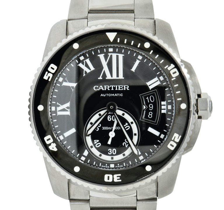 Cartier Calibre de Cartier Diver Stainless Steel Automatic Men's Watch W7100057 For Sale 2