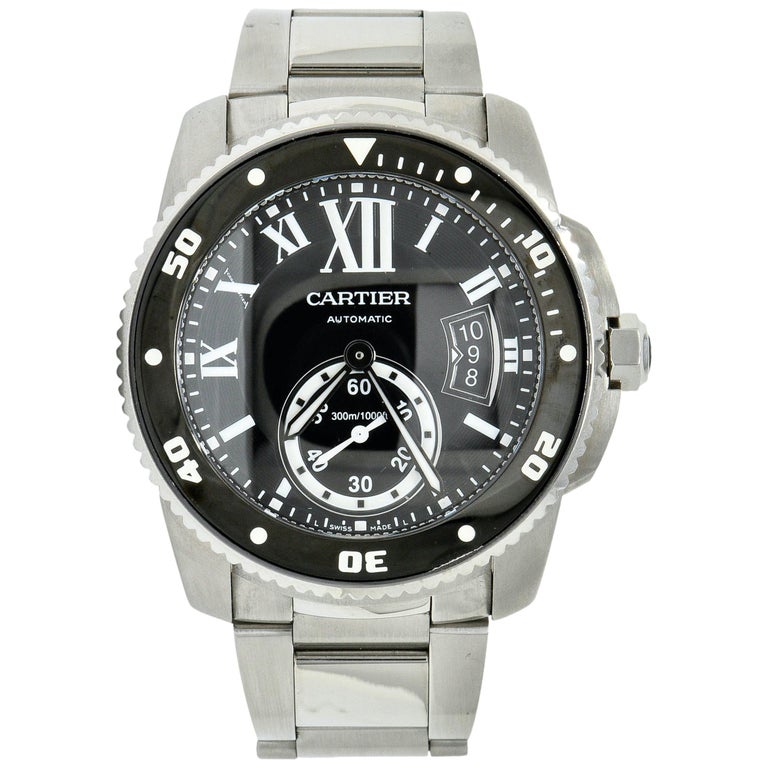 Cartier Calibre de Cartier Diver Stainless Steel Automatic Men's Watch W7100057 For Sale