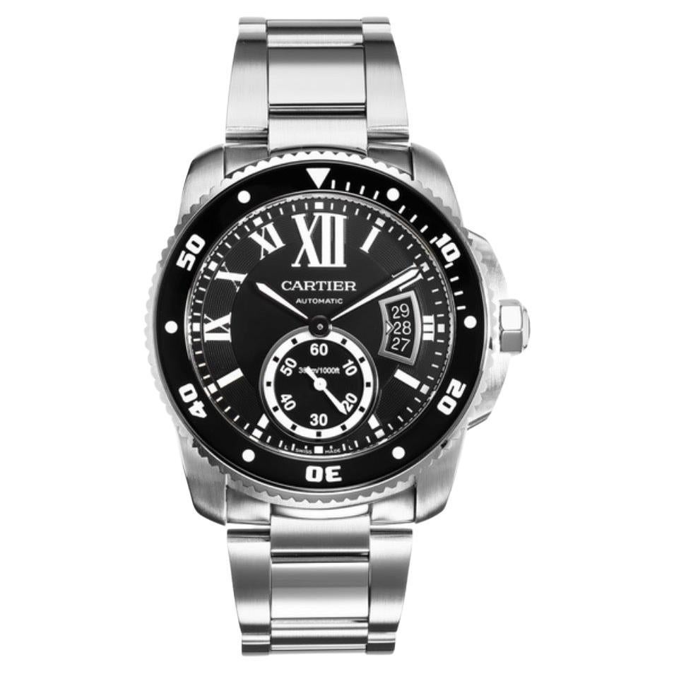 Cartier Calibre De Cartier Diver W7100057 Black Dial Stainless Bracelet B&P