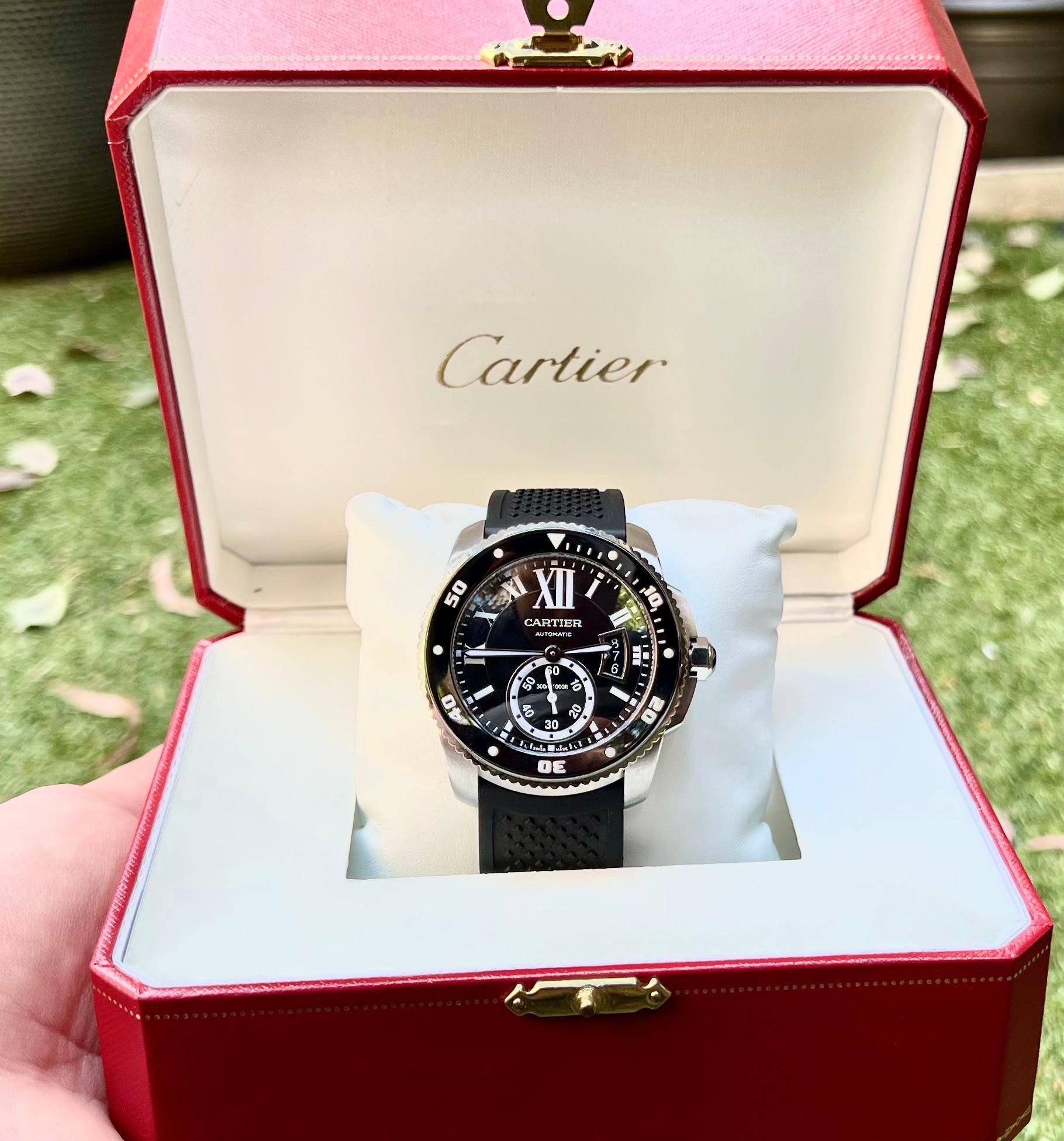 Cartier Calibre De Cartier Diver Watch Automatic Box For Sale at 1stDibs
