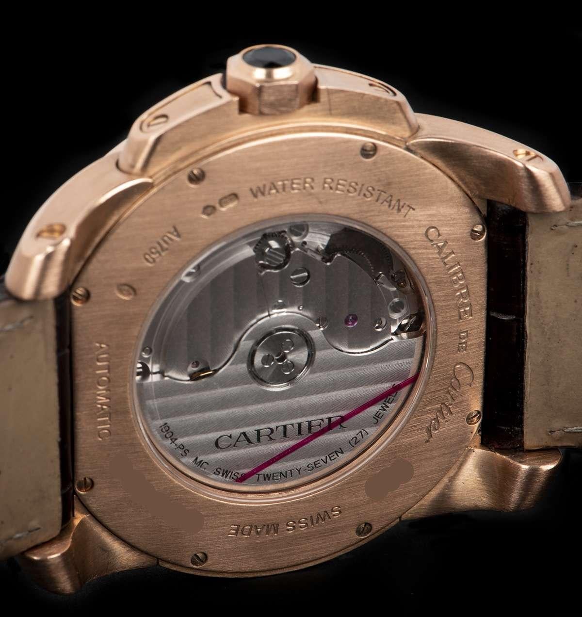 Cartier Calibre de Cartier Gents 18 Karat Rose Gold Silver Dial W7100009 In Excellent Condition In Mayfair, London, London