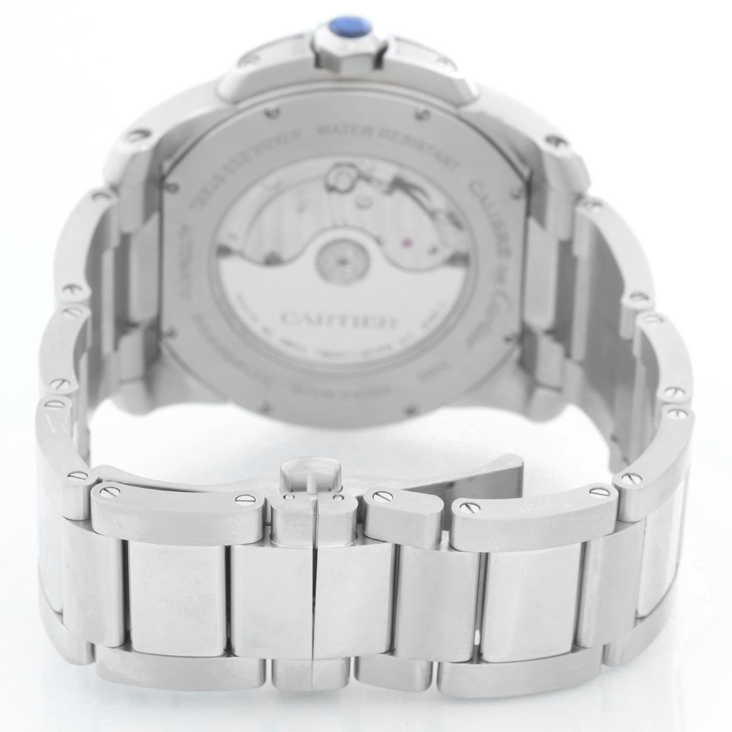 Cartier Calibre de Cartier Men's Stainless Steel Watch W7100037 3389 In Excellent Condition In Dallas, TX