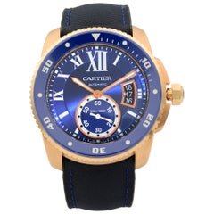 Cartier Calibre De Diver 18K Rose Gold Blue Dial Automatic Men’s Watch WGCA0009