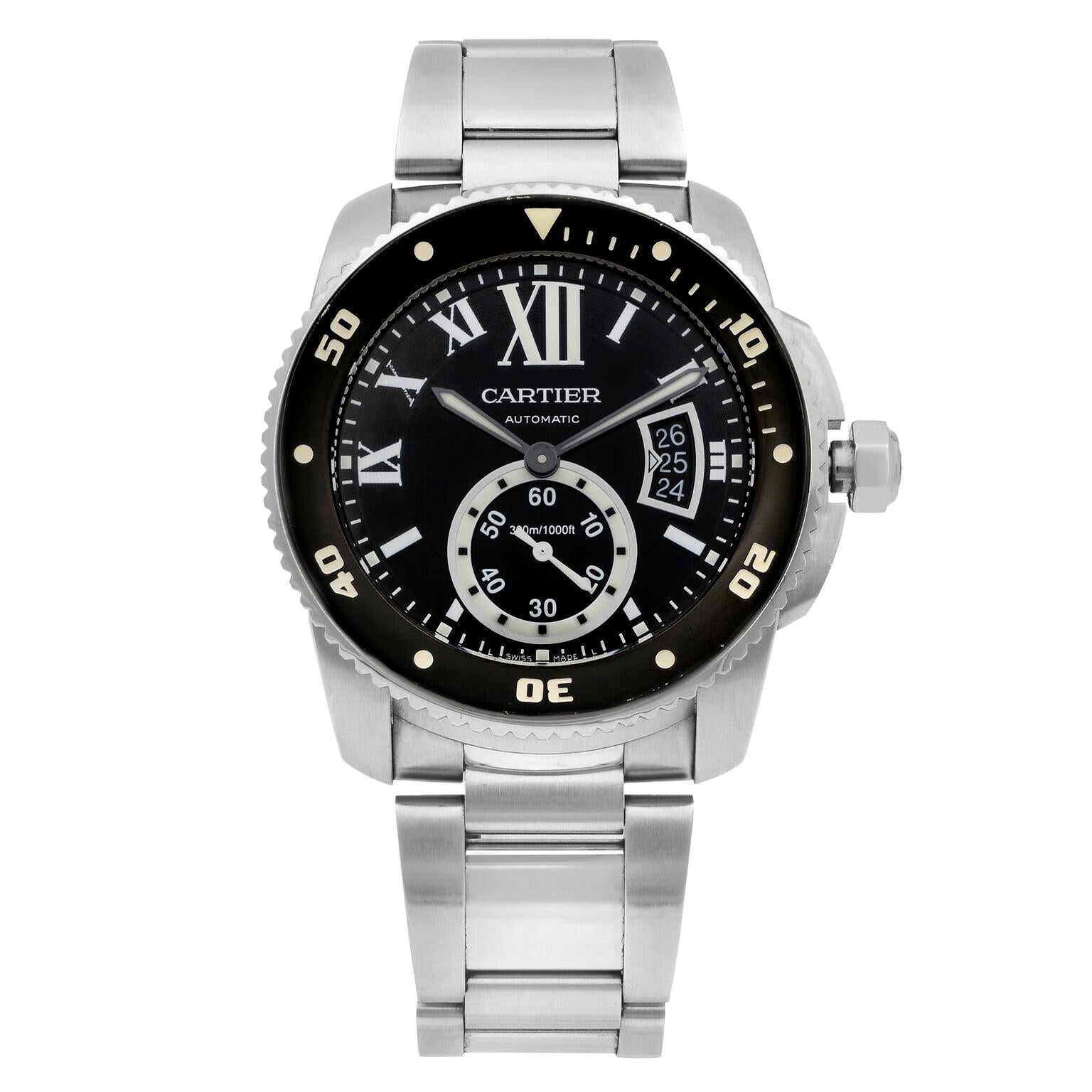 Cartier Calibre de Diver Stainless Steel Black Dial Automatic Men Watch W7100057