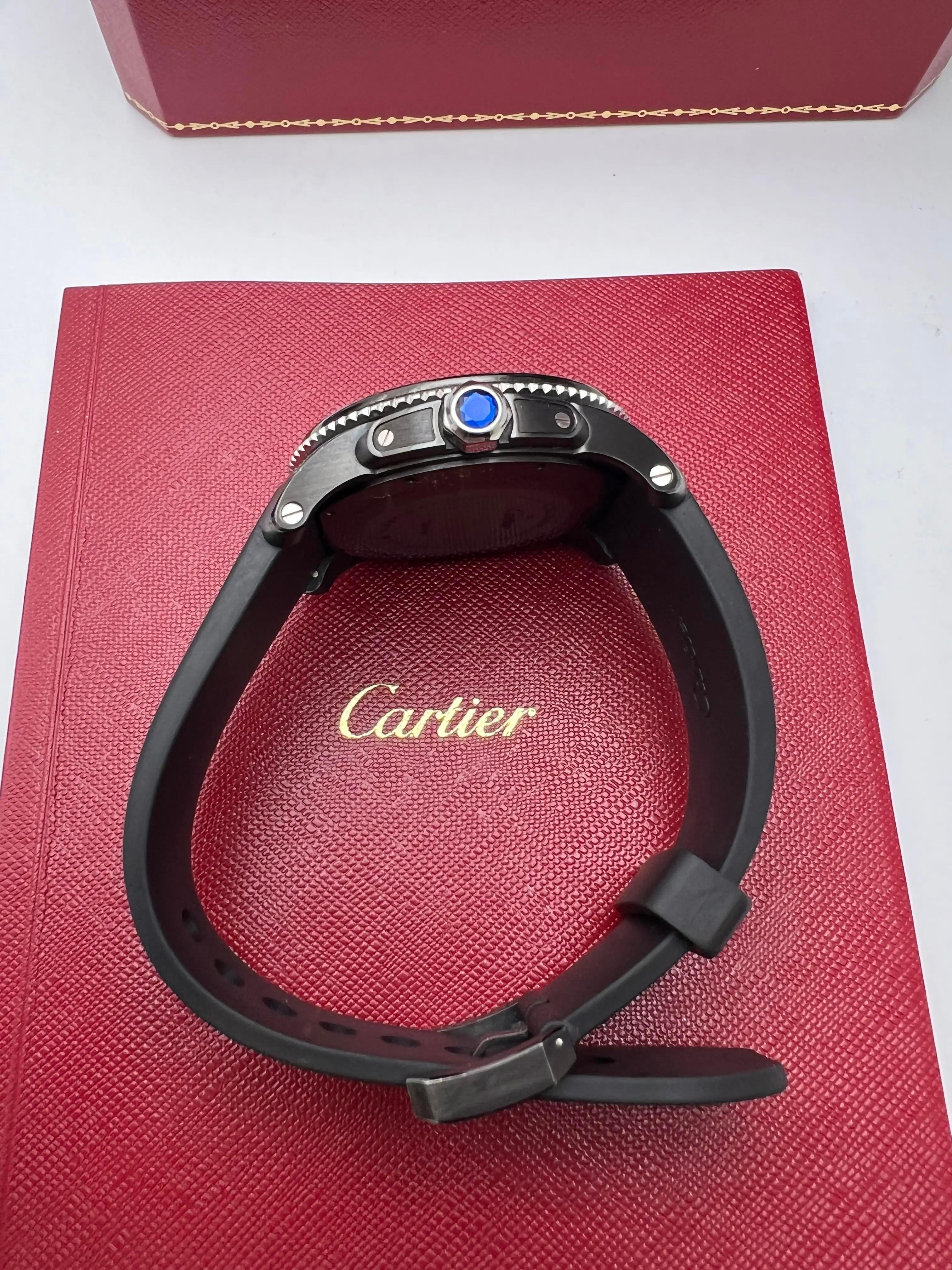 Cartier Calibre Diver 42mm Black ADLC Ceramic Bezel WSCA0006 Box Papers For Sale 6