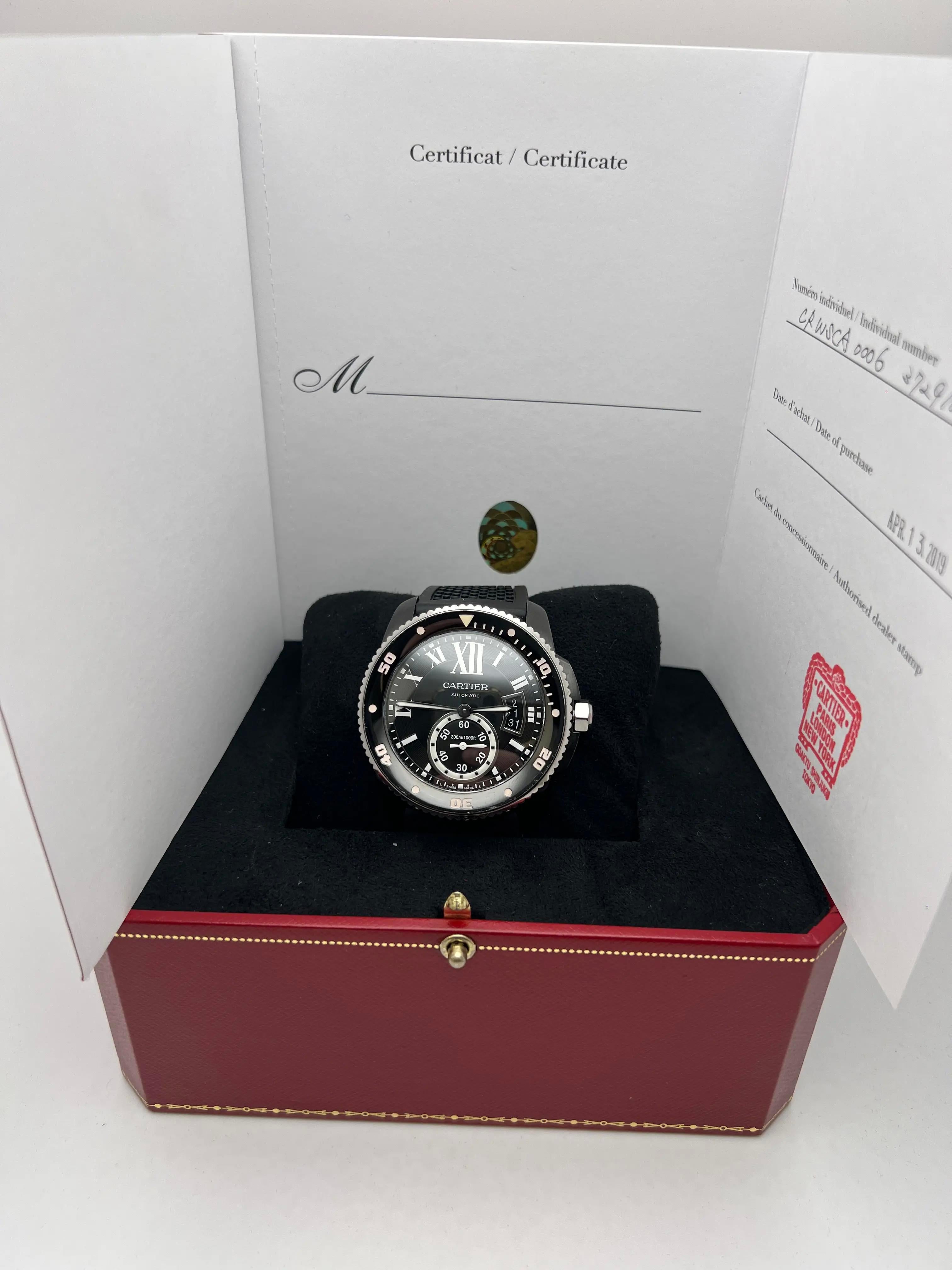 Women's or Men's Cartier Calibre Diver 42mm Black ADLC Ceramic Bezel WSCA0006 Box Papers For Sale