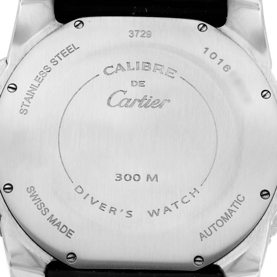 Cartier Calibre Diver Black Dial Rubber Strap Steel Mens Watch W7100056 Papers 2