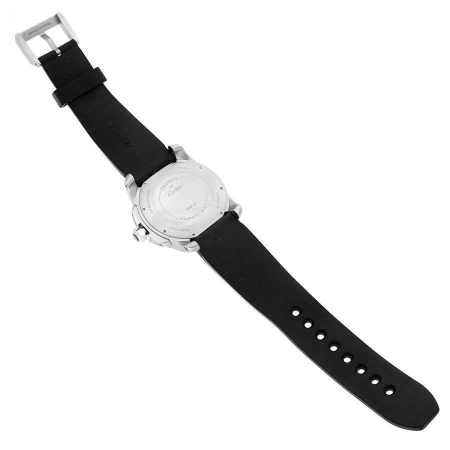 Cartier Calibre Diver Black Dial Rubber Strap Steel Mens Watch W7100056 Papers 5