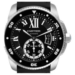 Cartier Calibre Diver Montre homme W7100056 Papers Cadran noir Bracelet caoutchouc Acier