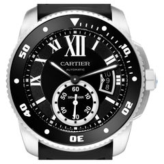 Cartier Calibre Diver Black Dial Steel Mens Watch W7100056 Box Papers
