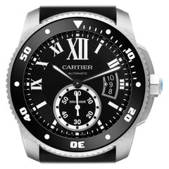 Cartier Calibre Diver Black Dial Steel Mens Watch W7100056 Box Papers