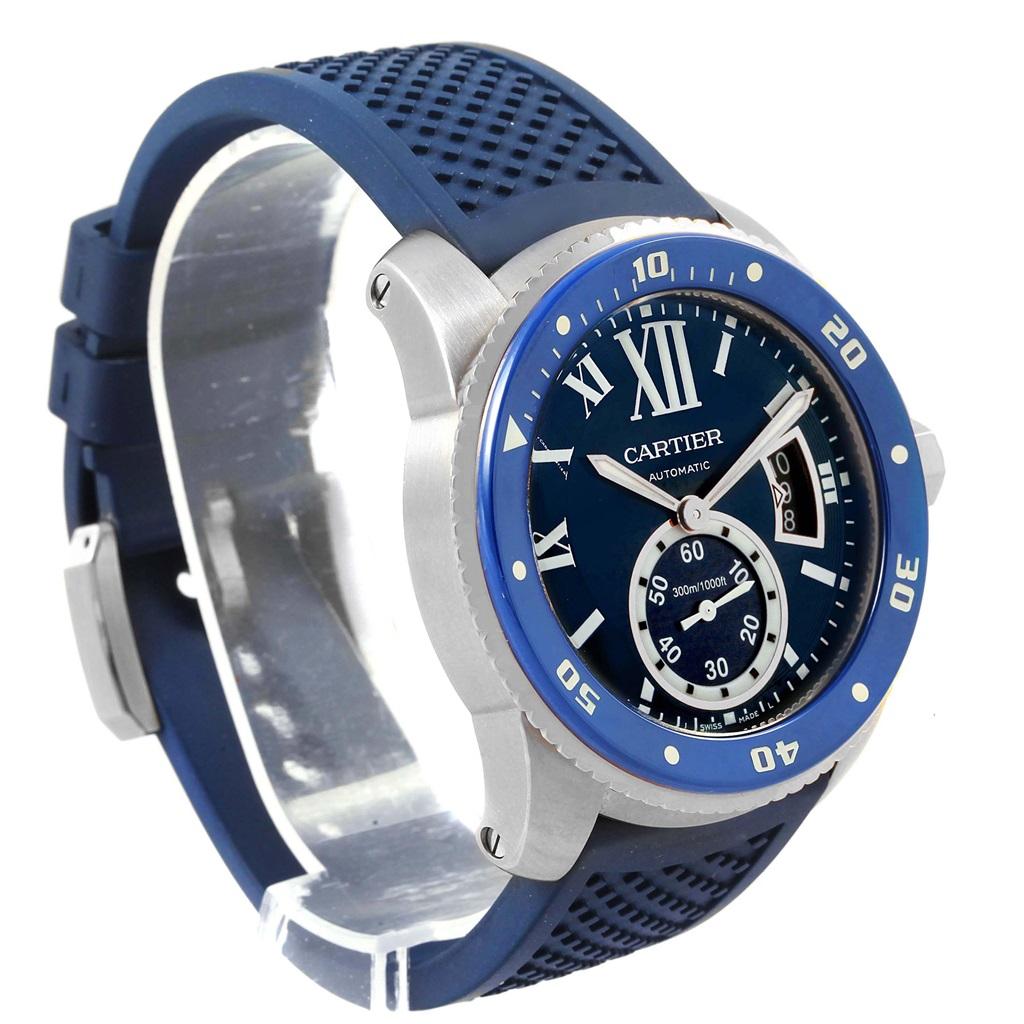 Cartier Calibre Diver Blue Dial Rubber Strap Steel Men's Watch WSCA0011 5