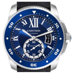 Cartier Calibre Diver Blue Dial Steel Mens Watch WSCA0010 Box Papers