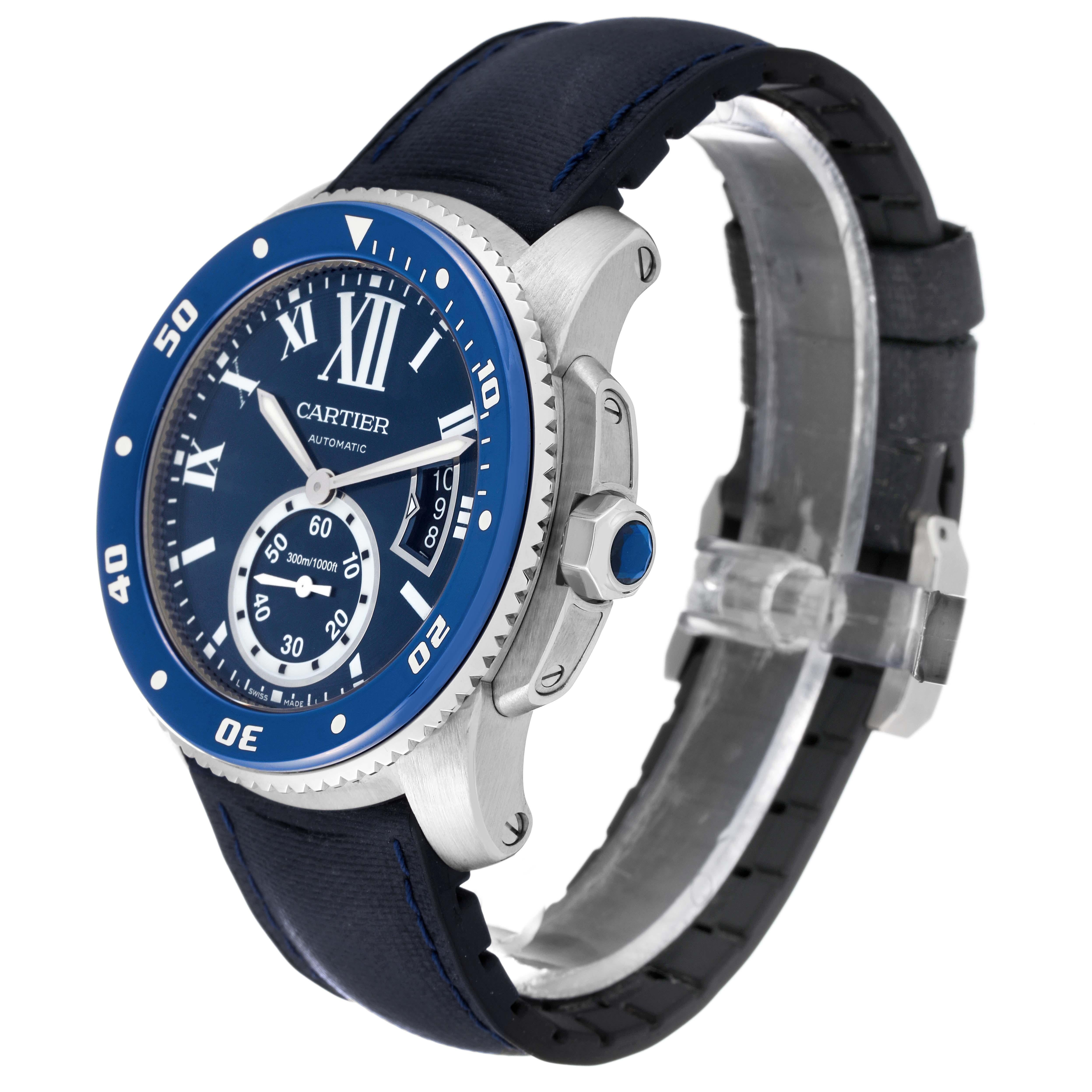 Men's Cartier Calibre Diver Blue Dial Steel Mens Watch WSCA0010 For Sale