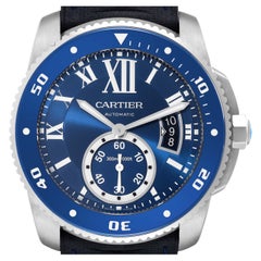Cartier Calibre Diver Blue Dial Steel Mens Watch WSCA0010