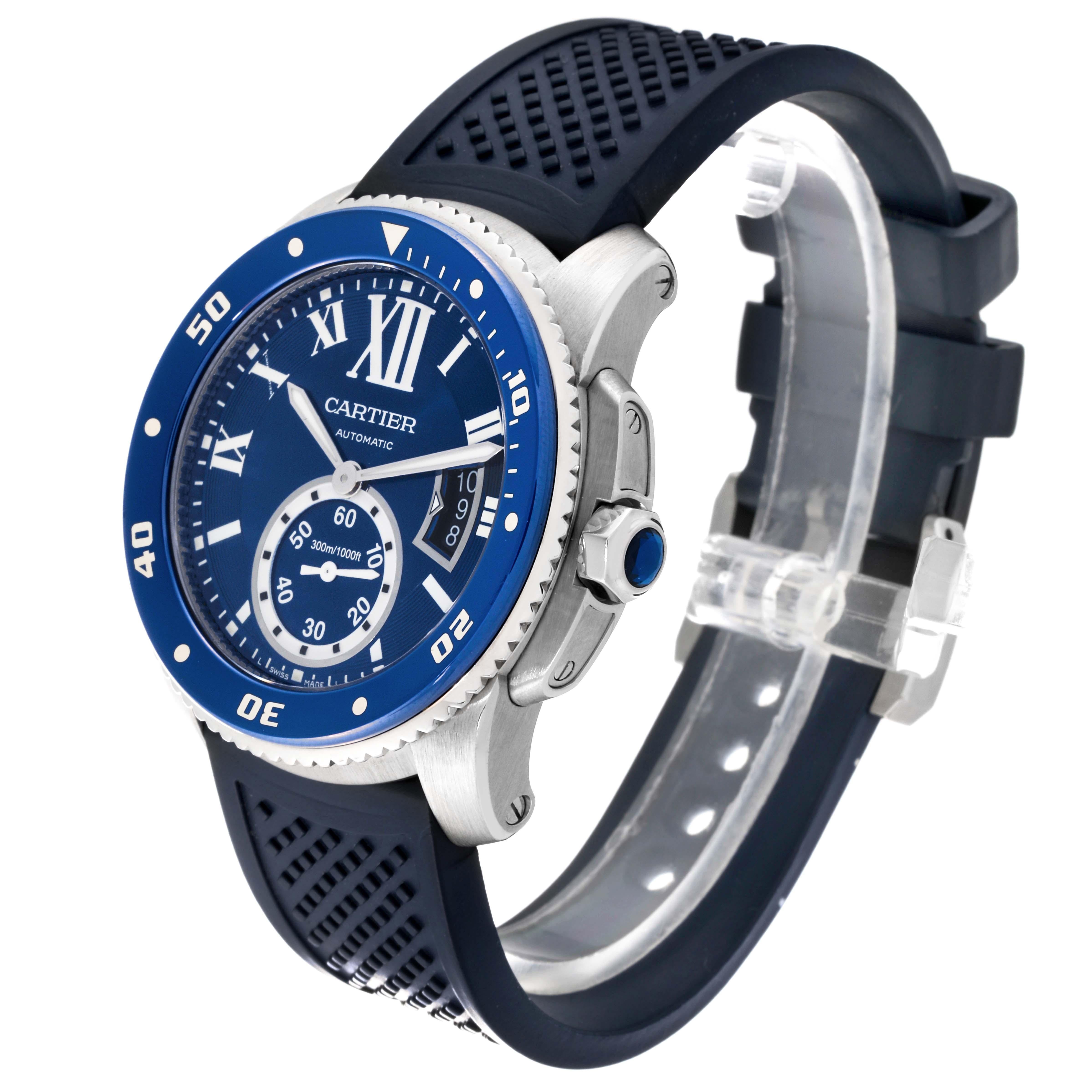 Cartier Calibre Diver Blue Dial Steel Mens Watch WSCA0010 Papers For Sale 6