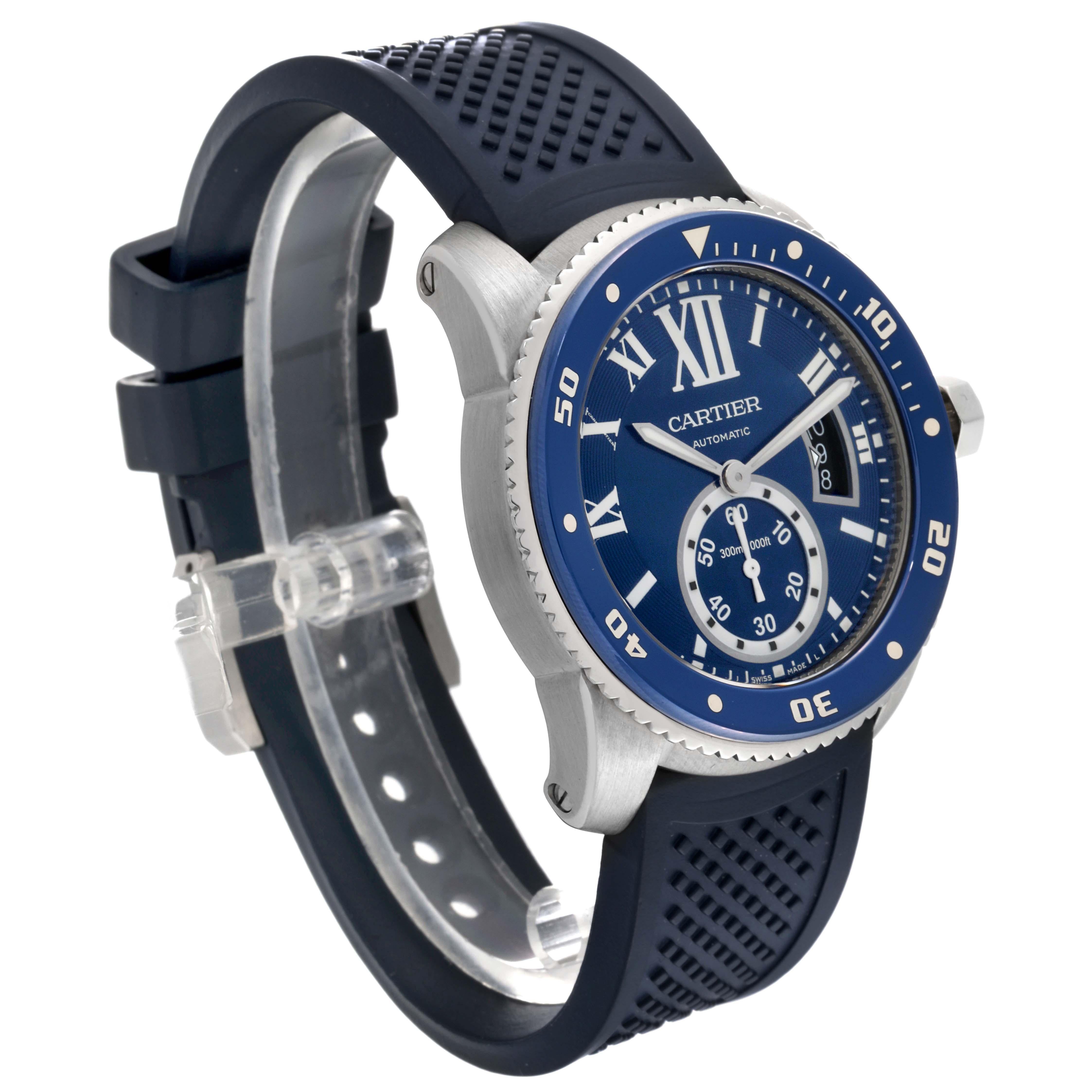 Men's Cartier Calibre Diver Blue Dial Steel Mens Watch WSCA0010 Papers For Sale