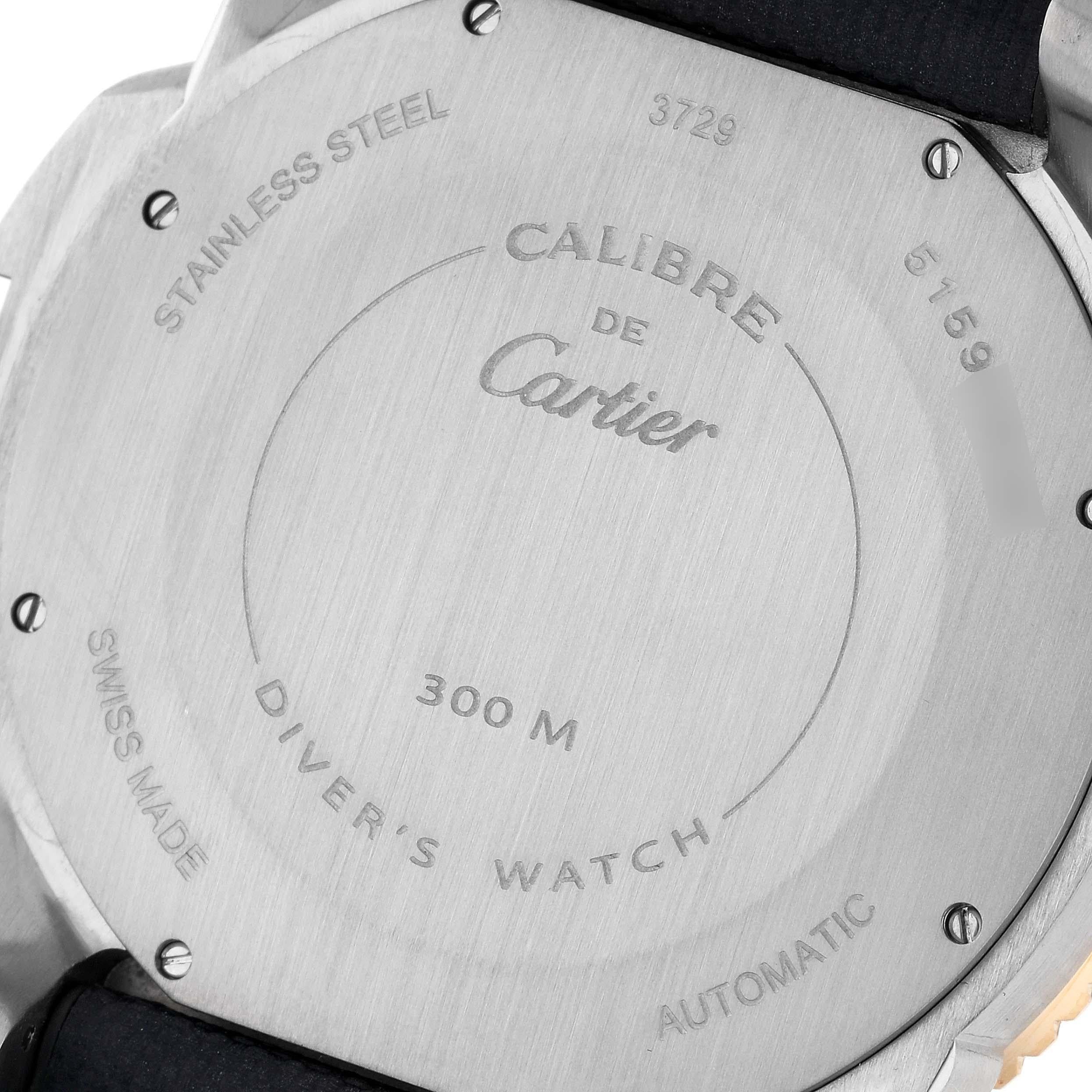 Cartier Calibre Diver Steel Rose Gold Blue Dial Mens Watch W2CA0008 Card For Sale 2