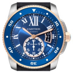 Cartier Calibre Diver Acero Oro Rosa Esfera Azul Reloj Caballero W2CA0008