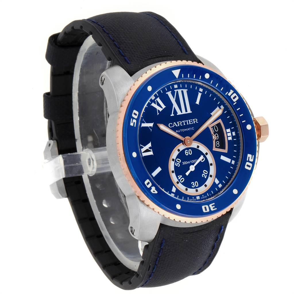 Cartier Calibre Diver Steel Rose Gold Blue Dial Men's Watch W2CA0009 1