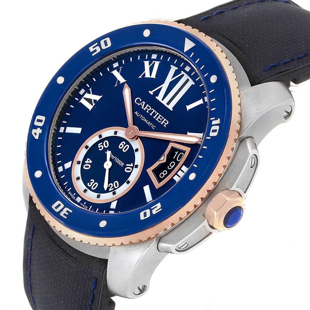 Cartier Calibre Diver Steel Rose Gold Blue Dial Men's Watch W2CA0009 3