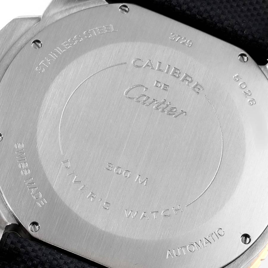 Cartier Calibre Diver Steel Rose Gold Blue Dial Watch W2CA0008 Box Papers In Excellent Condition For Sale In Atlanta, GA