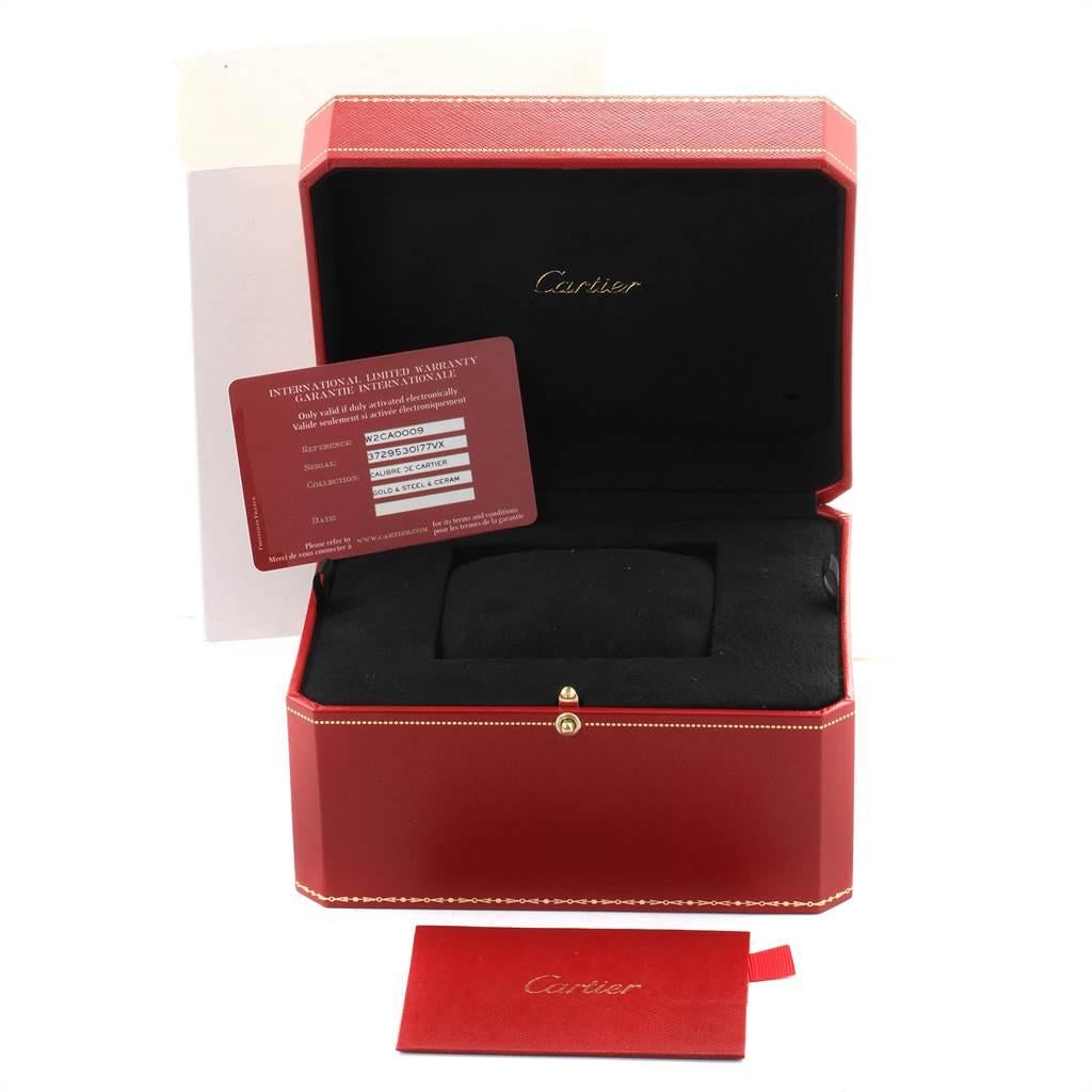 Cartier Calibre Diver Steel Rose Gold Blue Rubber Strap Watch W2CA0009 Box Card For Sale 5