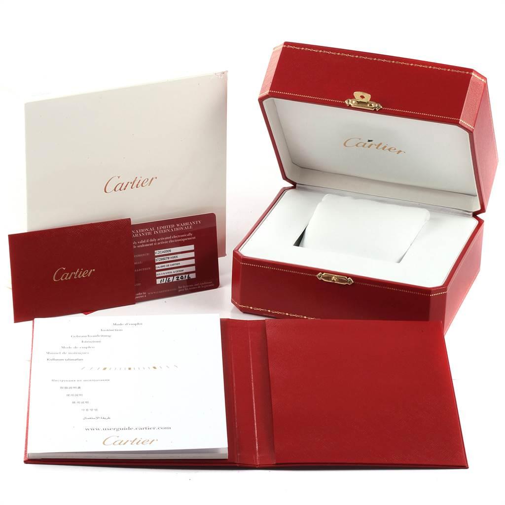 Cartier Calibre Diver Steel Rose Gold Blue Strap Watch W2CA0009 Box Card For Sale 6