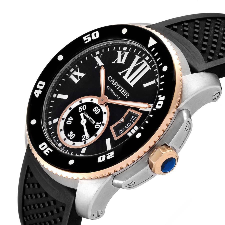 Cartier Calibre Diver Steel Rose Gold Mens Watch W7100055 Box Papers For Sale 1