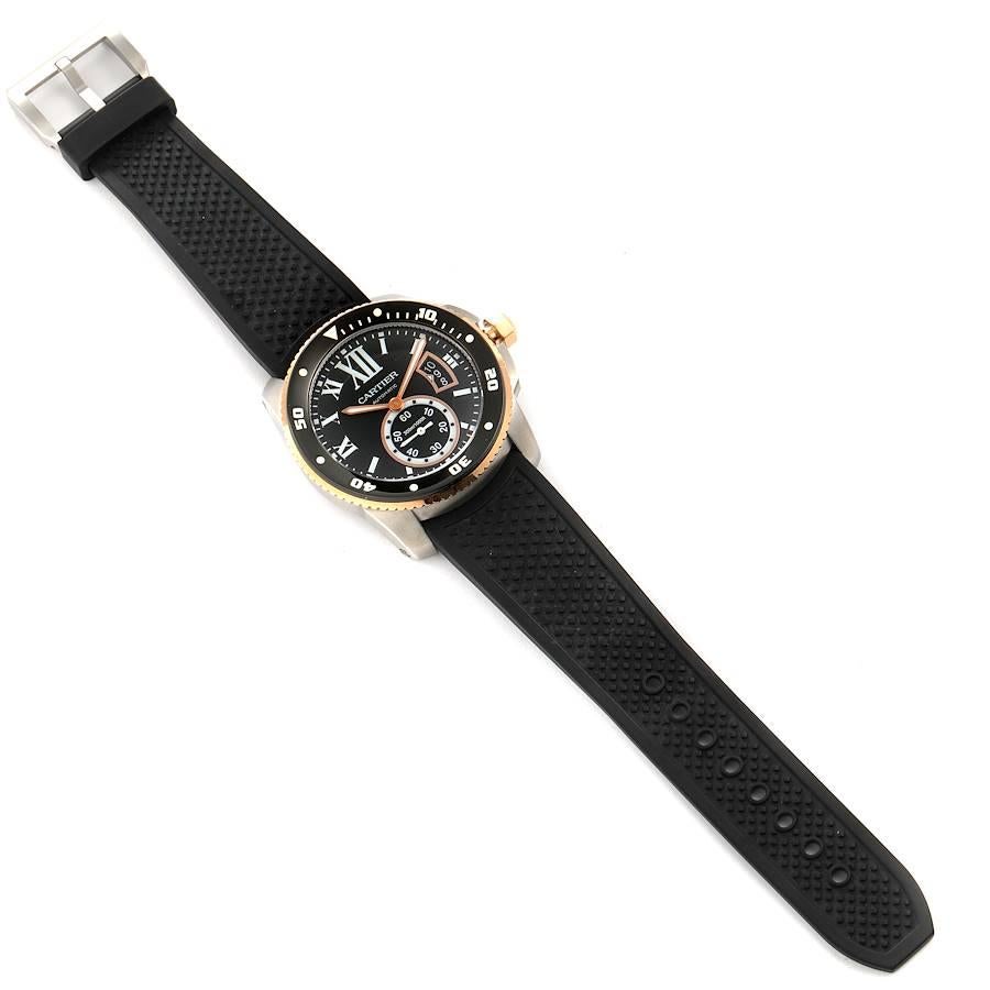 Cartier Calibre Diver Steel Rose Gold Mens Watch W7100055 Box Papers For Sale 4